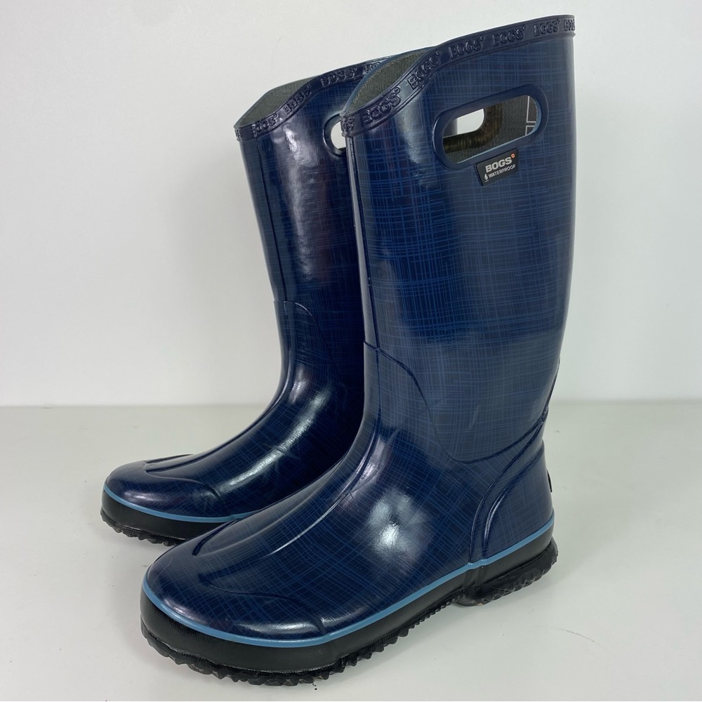 Bogs rain boot linen women’s size 8 blue